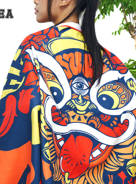 HEA国潮醒狮新款经典满印小狮子长款浴巾舒适亲肤男女同款