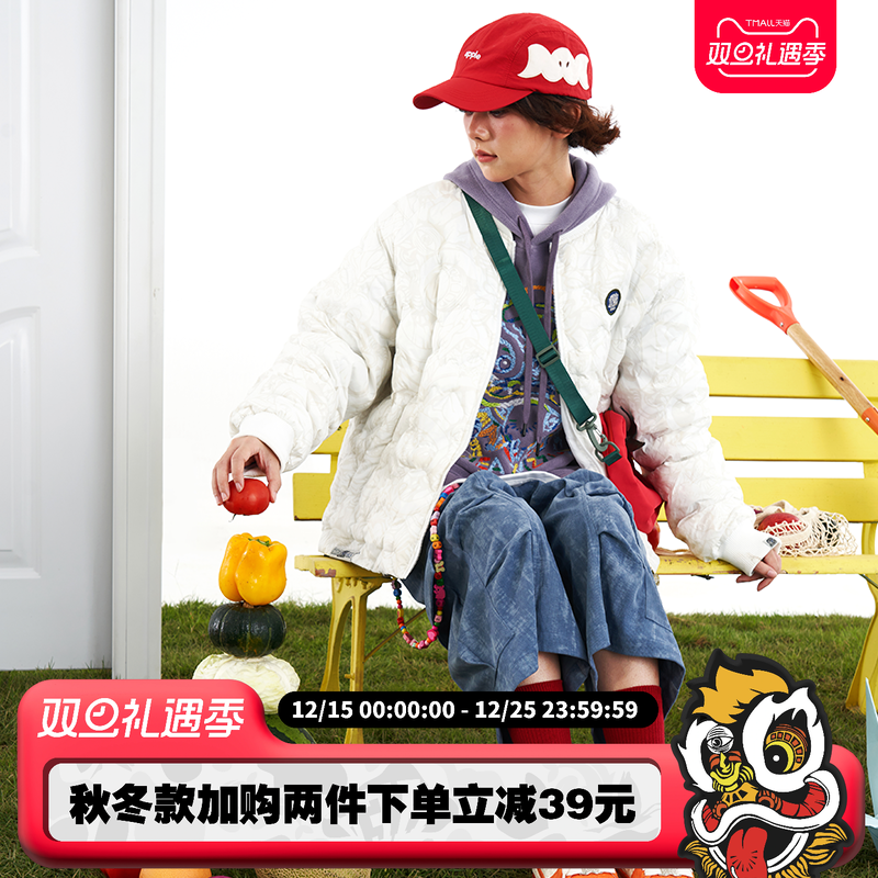 HEA x i.t izzue联名醒狮满印开衫拉链棉服外套2025秋冬新款棉衣