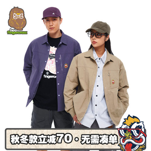 工装POLO领长袖衬衫外套男情侣款