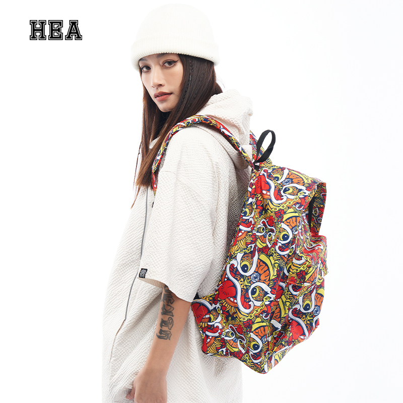 HEA 国潮醒狮新款双肩背包男女同款时尚潮流印花气质百搭日常出行