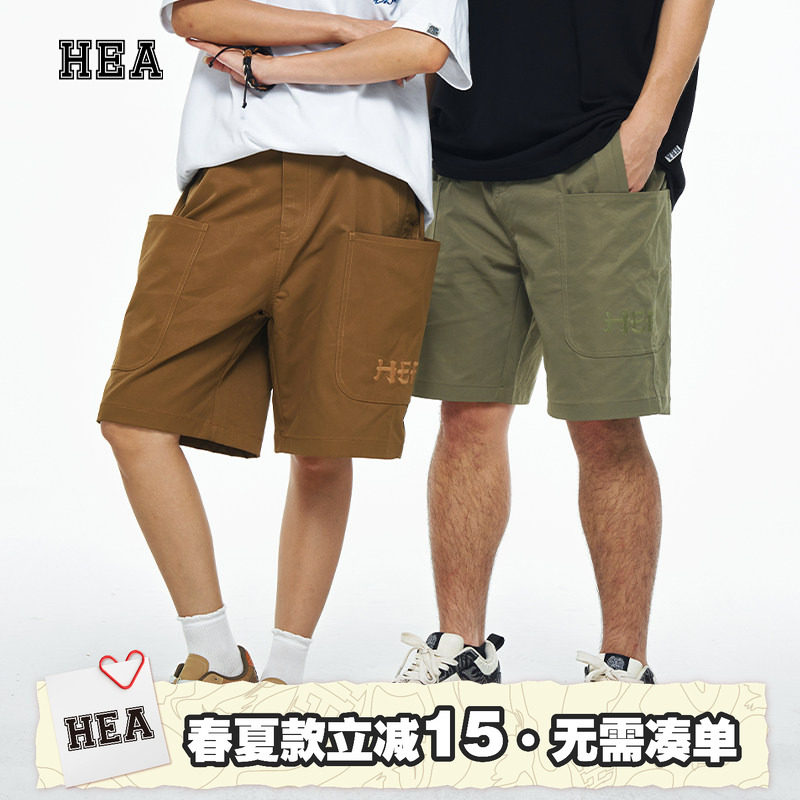 HEA 休闲短裤经典简约大口袋宽松休闲裤街头五分裤运动风情侣同款