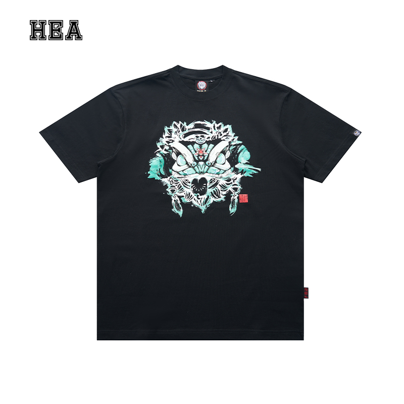 HEA x 萤火虫 x 将魂姬国潮醒狮印花短袖T恤男女同款夏季纯棉上衣