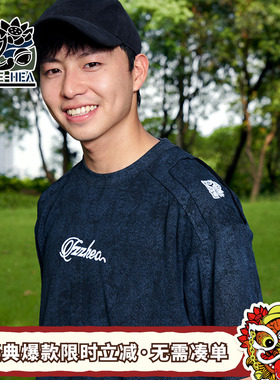 HEA x i.t izzue联名圆领字母短袖T恤情侣款秋季宽松绣花重磅上衣