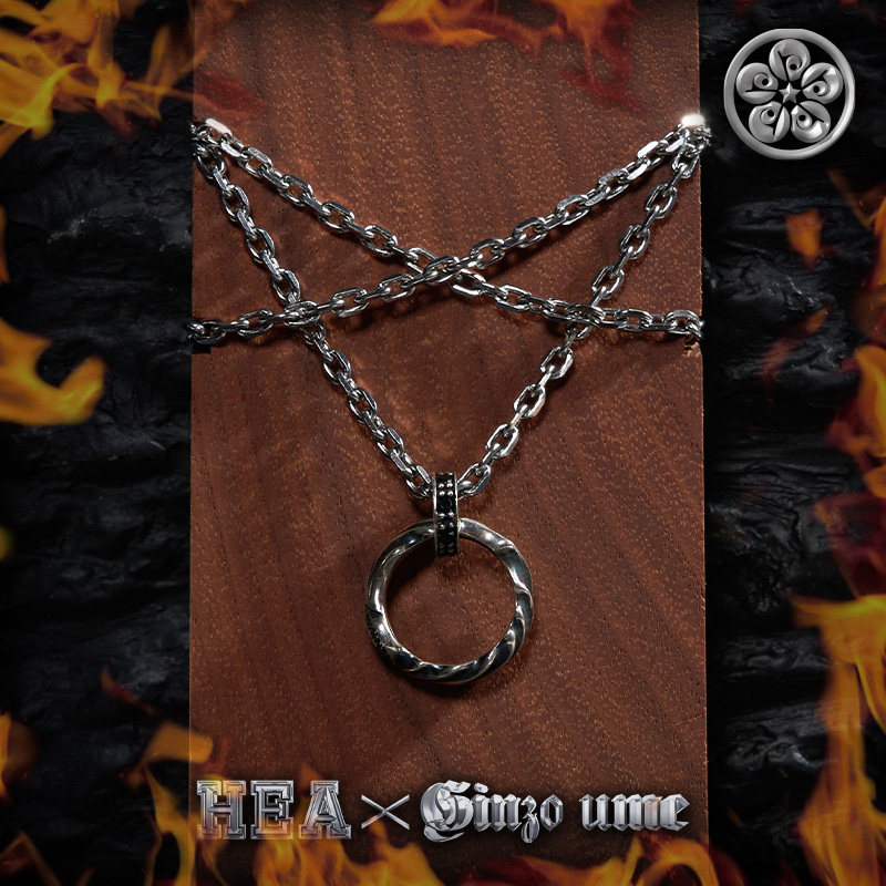 hea  x  ginzo ume银造有美925银暗黑圆环恶魔天使情心形坠情侣款