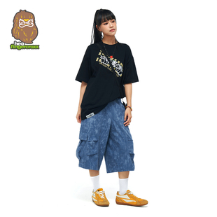 HEA x fingercroxx潮流多口袋工装休闲短裤男女同款直筒七分裤子