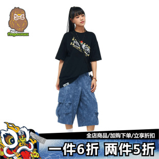 HEA x fingercroxx潮流多口袋工装休闲短裤男女同款直筒七分裤子