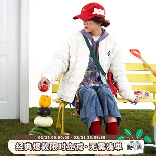 拉链棉服外套2025秋冬新款 HEA izzue联名醒狮满印开衫 i.t 棉衣