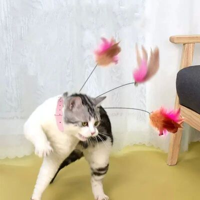 Interactive Cat Toys Funny Feather Teaser Stick with Bell Pe