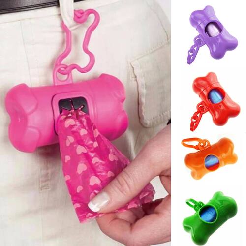 1pc Pet Dog Bone Shape Waste Poo Garbage Dispenser Box Clean