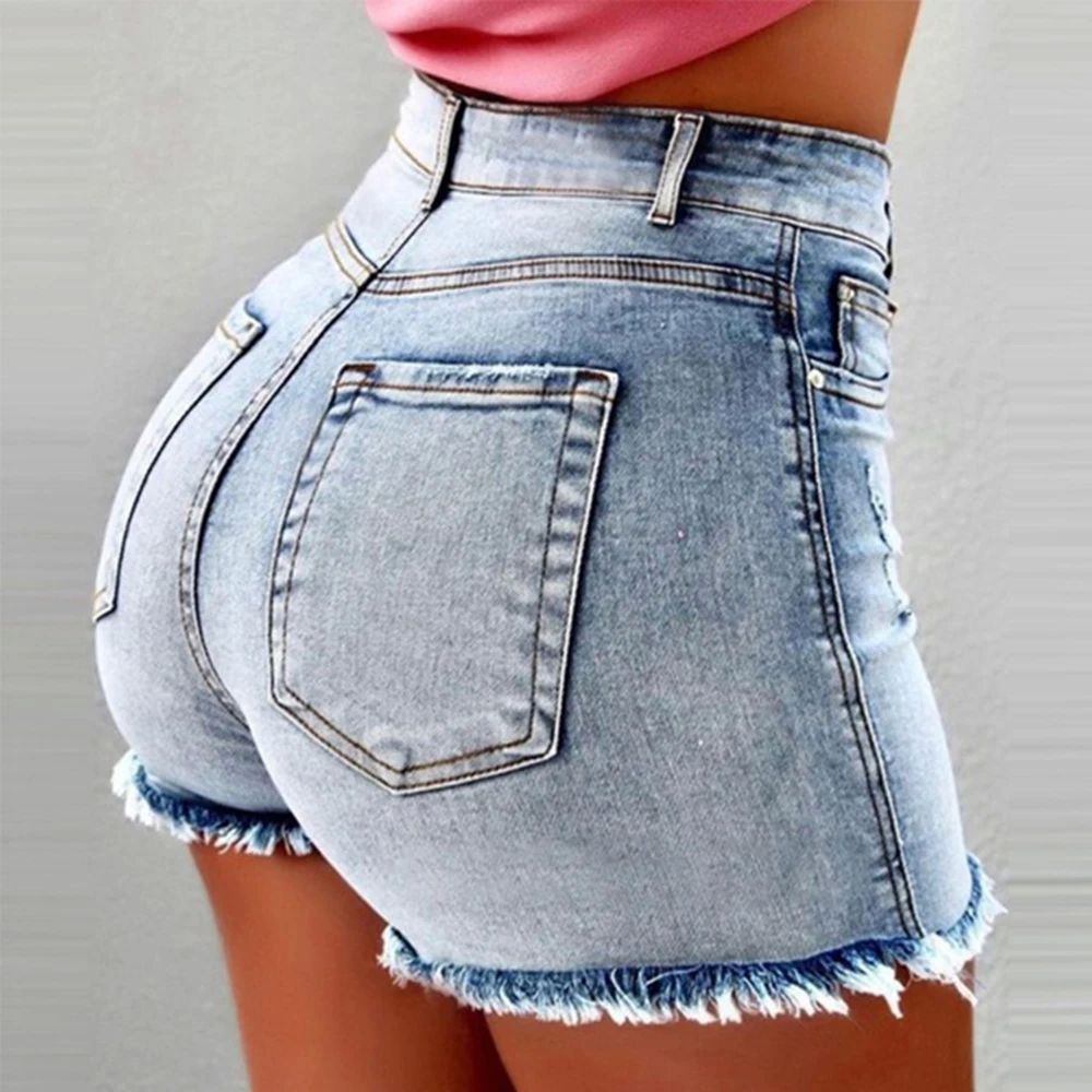 Solid Cotton Denim Shorts for Women Clothing 2024 Summer Str