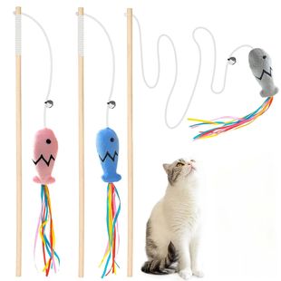 Fashion Cat Wand Toy, Natural Wooden Cat Teaser Wand for Cat