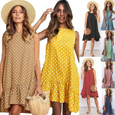 Jocoo Jolee Summer Chiffon Dress Women Polka Dot Ruffles Min