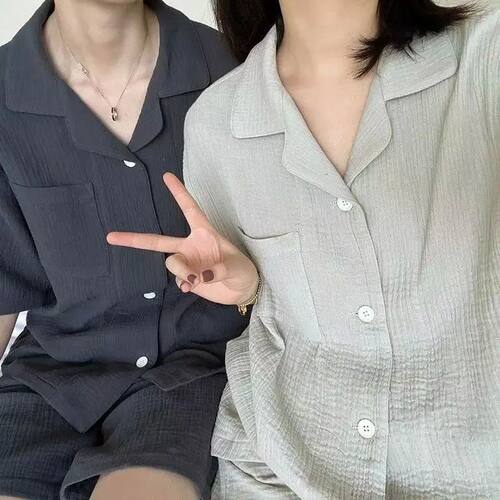 Sleepwear Cotton Pajamas Men's New Couple Pajamas Thin Squar