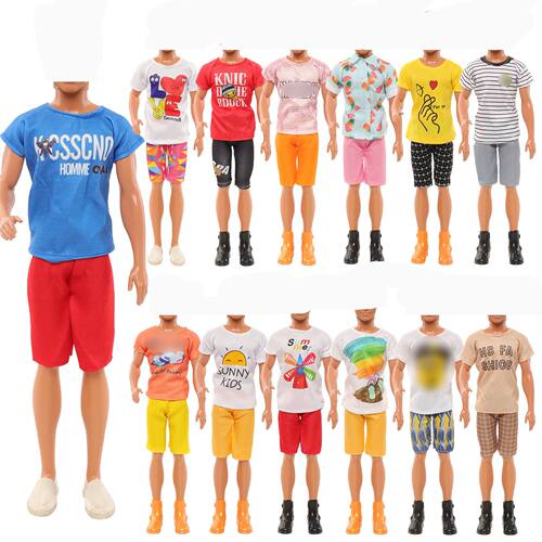 4 Sets Men Outfit Casual Beach T-Shirt Shorts Trousers Pants
