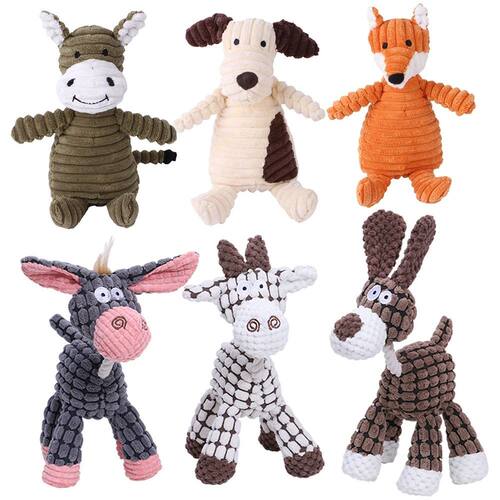 Plush Dog Toy Animals Shape Bite Resistant Squeaky Toys Cord