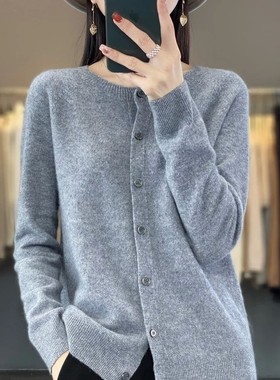 Fashion Women 100% Merino Wool Cardigans Cashmere Sweater Au