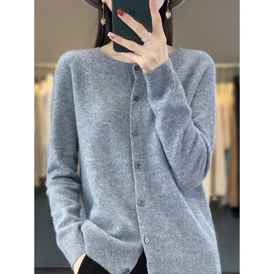 Fashion Women 100% Merino Wool Cardigans Cashmere Sweater Au