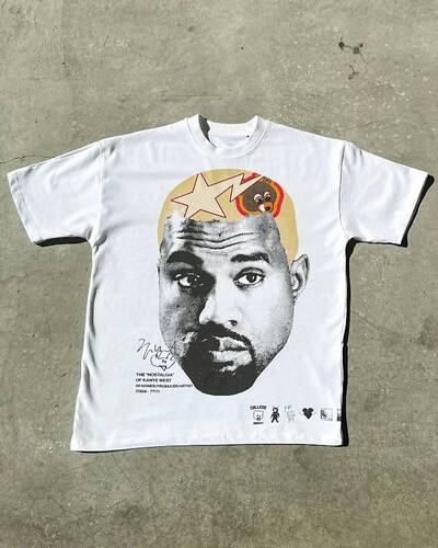 Street vintage portrait Alphabet Print Short sleeve T-shirt
