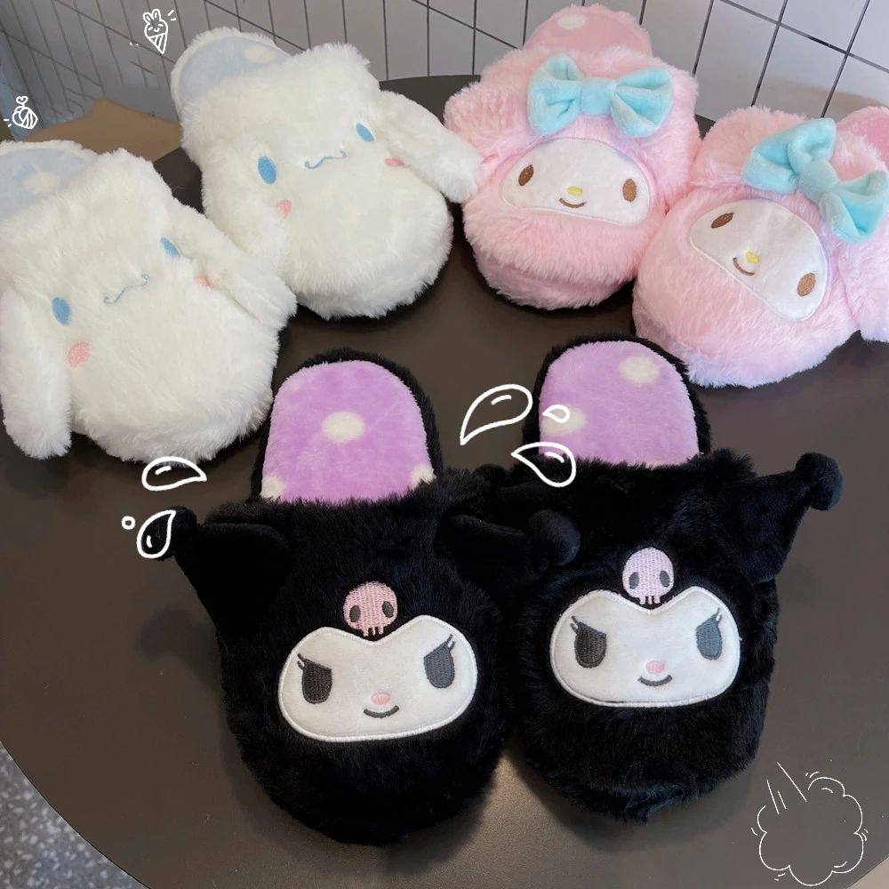 Kuromi My Melody Sanrio Cartoon Plush Slippers Floor Slipper