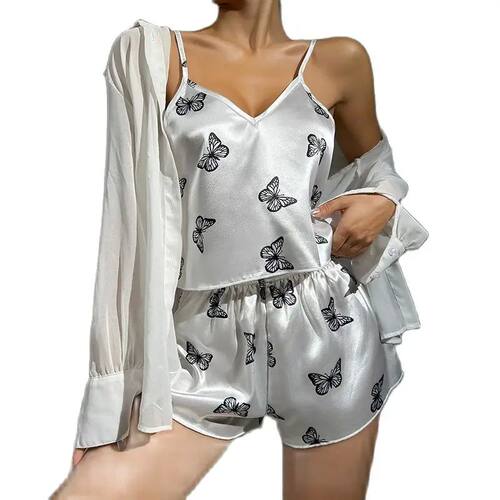 Sexy Heart Print Pajama Set Women'S 2 Pieces Sleepwear Pyjam