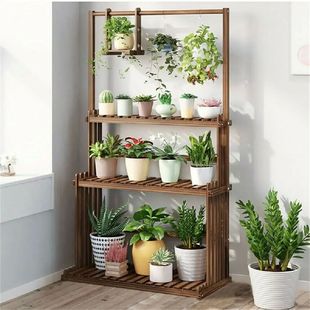 3-Tier Hanging Wood Plant Stand Planter Shelves Flower Pot O