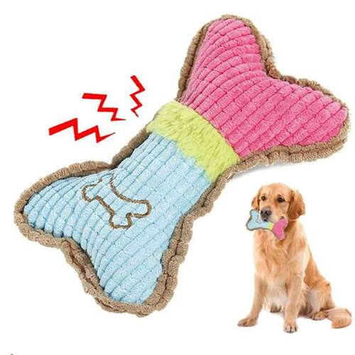 1pc Dog Squeaky Toys, Bones Plush Dogs Chew Toy for Small Me