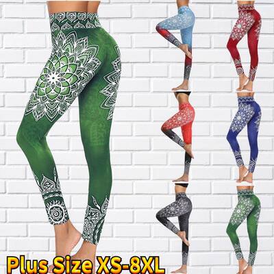 Women's Fashion Yoga Pants Trousers Snowflake Colorful Print