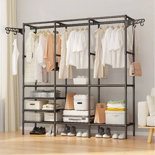 Double-Row Coat Rack Floor For Clothes And Shoes Household S
