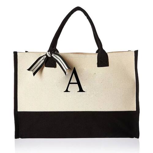 Tote Bag Fashion Canvas Totes Letters Flower Portable Beach