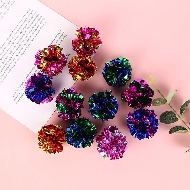 10 Pack 5.5cm Ringing Paper Ball Pet Cat Toys Interactive Pe