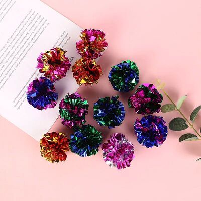 10 Pack 5.5cm Ringing Paper Ball Pet Cat Toys Interactive Pe