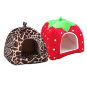 Dog Cat Fashion Strawberry Cush Doggy Pet Kennel Soft House