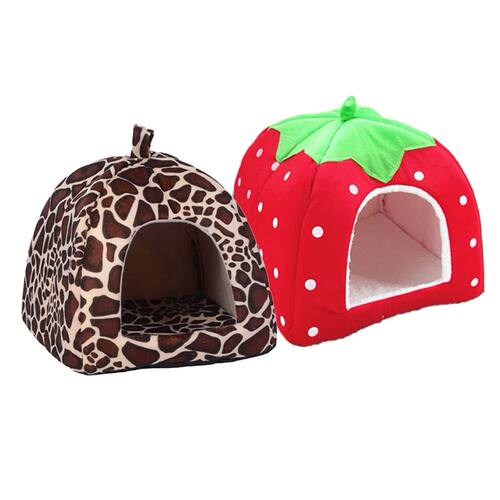 Soft Strawberry Pet  Dog Cat House Kennel Doggy Fashion Cush