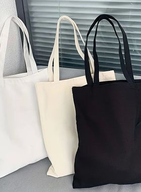 Simple and Casual Solid Color Canvas Material Large Capacity