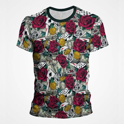 Fashion 3D Printed Poker Chips Graphic T Shirts Summer Men O