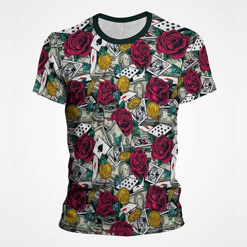 Fashion 3D Printed Poker Chips Graphic T Shirts Summer Men O