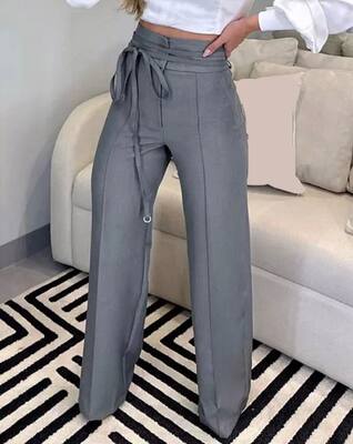 Women's Pants 2023 Spring Fashion Tied Detail Straight Leg E