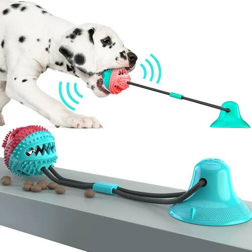 Large Dog Ball Toys Suction Cup Ropes Interactive Leaking Sl