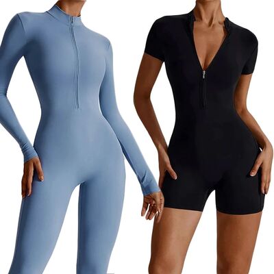 Summer Zipper Workout Jumpsuit Sports Overalls Women Gym Clo