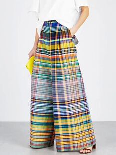 Missuoo 2024 New Female Vintage Multi-colored Plaid Pants Sp