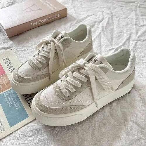 Thick-soled canvas shoes for women 2024 spring and autumn ne