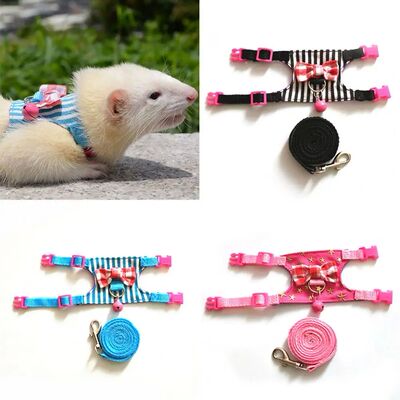 Stripe Pet Chest Strap Hamster Rabbit Bowtie Harness Vest Le