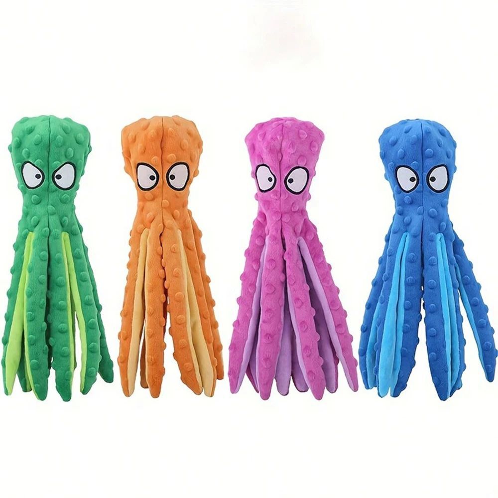 Dog Squeaky Toys Octopus - No Stuffing Crinkle Plush Dog Toy