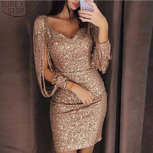 Spring Women Dress Three Quarter Sleeve Sexy Club Dress Ladi