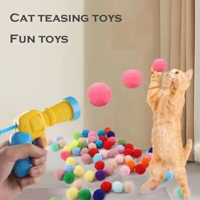 1 Set Cat Plush Toy Gun Plush Launcher Silent Interactive To