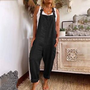 Cotton Blend Jumpsuit Women Summer Casual Solid Overalls Bod