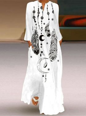 Plus Size Ladies Autumn Winter Long Dress Women Black Long S