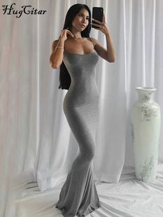 Satin Sexy Backless Slim Sleeveless Maxi Hugcitar Dress Slip