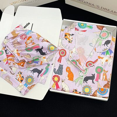 Animal Graffiti Printed Pajamas Cartoon Girl Short Sleeve Fe