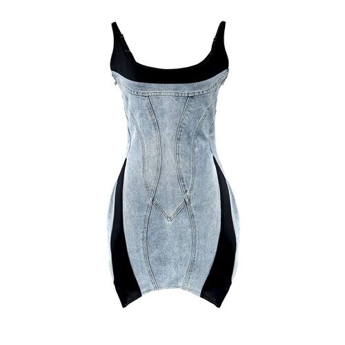 DS 32024032210  denim waist dress